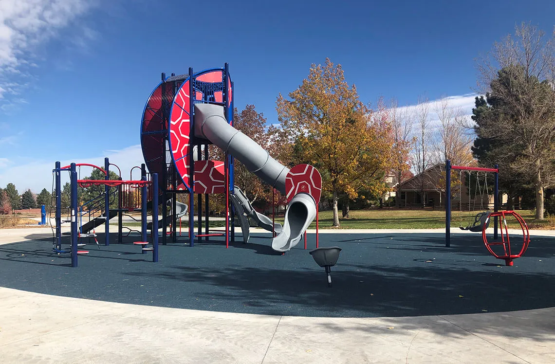 Large closed slide at Centennial Ridge Park